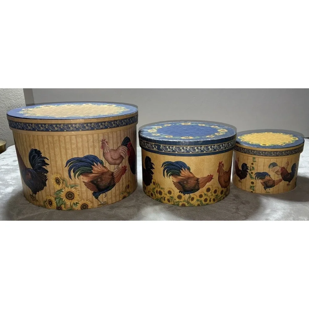Sunrise Keepsake Box Set Gift Storage Hen Rooster Nesting Rustic Farmhouse (3)